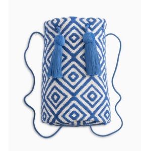 Southern Tide Ikat Pom Pom Tassel Detail Backpack Southern Tide Ikat Pom Pom Tassel Backpack In Twilight Blue  main image 3